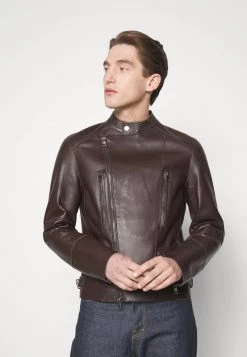 Michael Kors BONDED MOTO JACKET Veste En Cuir Chocolate Homme