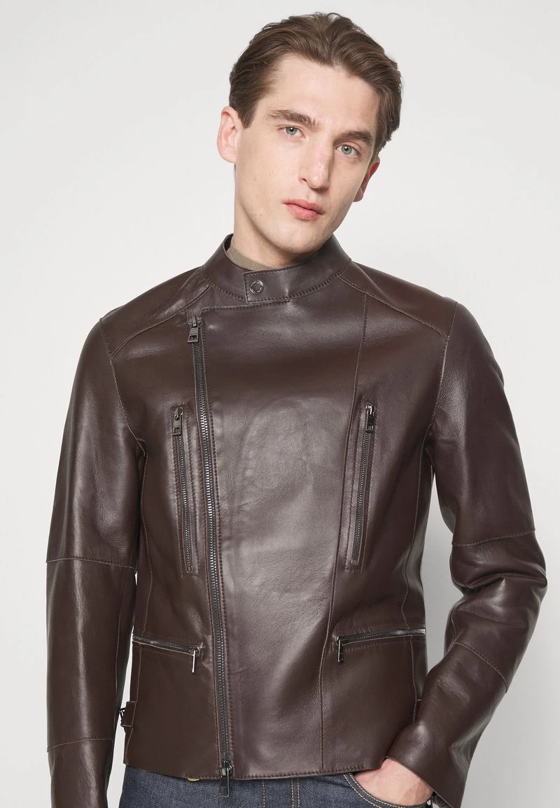 Michael Kors BONDED MOTO JACKET Veste En Cuir Chocolate Homme 4 Michael Kors BONDED MOTO JACKET Veste En Cuir Chocolate Homme – Image 4
