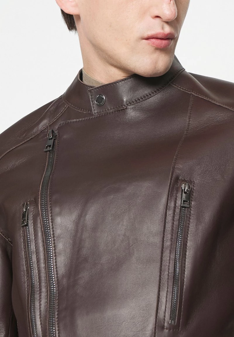 Michael Kors BONDED MOTO JACKET Veste En Cuir Chocolate Homme 6 Michael Kors BONDED MOTO JACKET Veste En Cuir Chocolate Homme – Image 6